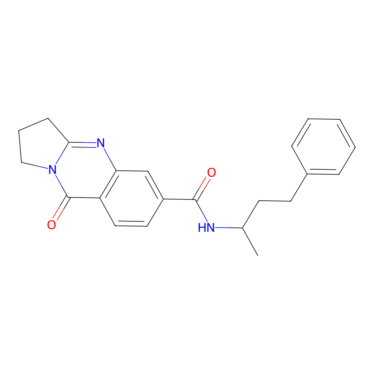 9-oxo-N-(4-phenylbutan-2-yl)-1,2,3,9-tetrahydropyrrolo[2,1-b]quinazoline-6-carboxamide molecular structure, CAS 1144453-32-6