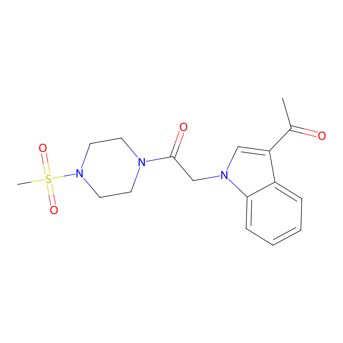 2-(3-acetyl-1H-indol-1-yl)-1-[4-(methylsulfonyl)piperazin-1-yl]ethanone molecular structure, CAS 1144453-62-2