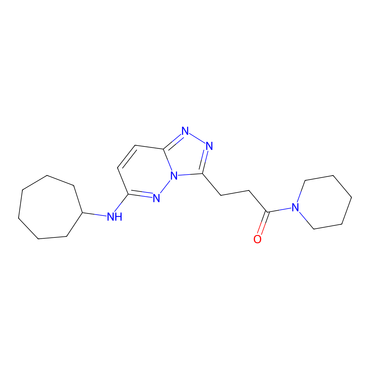 3-[6-(Cycloheptylamino)[1,2,4]triazolo[4,3-b]pyridazin-3-yl]-1-(piperidin-1-yl)propan-1-one molecular structure, CAS 1144453-69-9