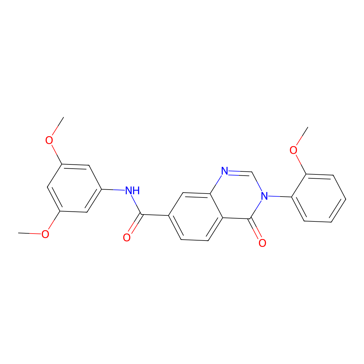 N-(3,5-dimethoxyphenyl)-3-(2-methoxyphenyl)-4-oxo-3,4-dihydroquinazoline-7-carboxamide molecular structure, CAS 1144453-89-3