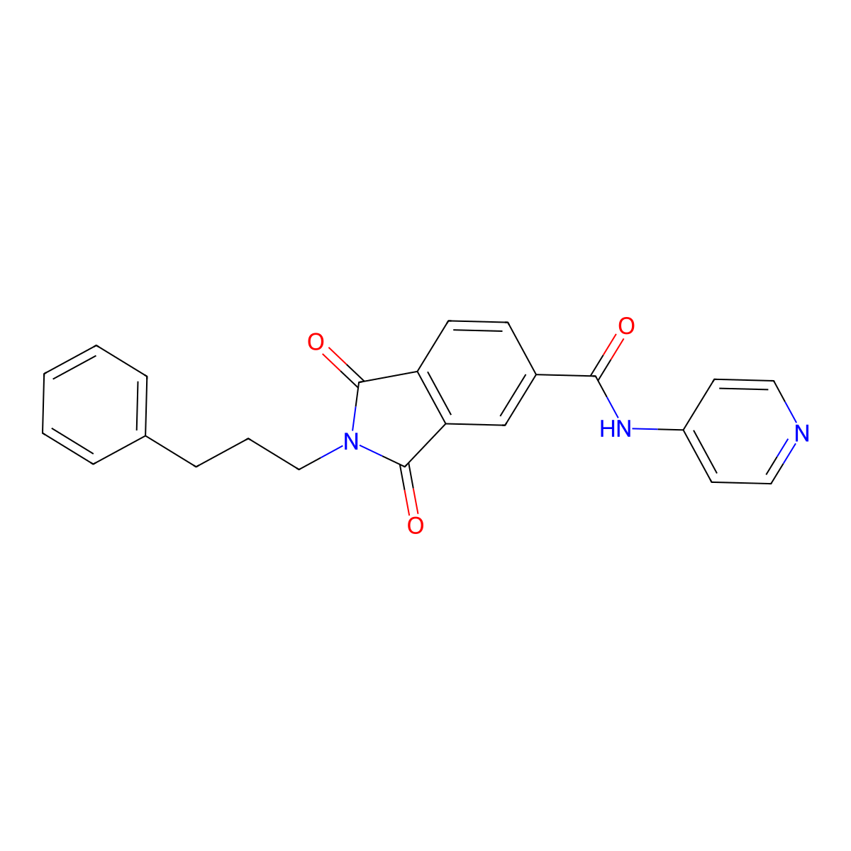 1,3-dioxo-2-(3-phenylpropyl)-N-(pyridin-4-yl)-2,3-dihydro-1H-isoindole-5-carboxamide molecular structure, CAS 1144454-05-6