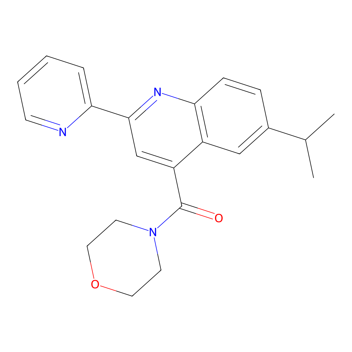 Morpholin-4-yl[6-(propan-2-yl)-2-(pyridin-2-yl)quinolin-4-yl]methanone molecular structure, CAS 1144454-08-9
