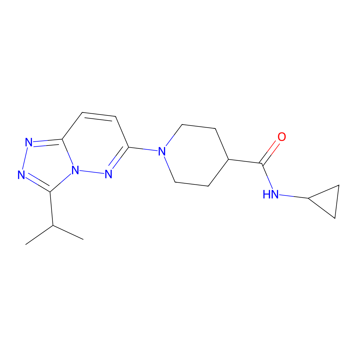 N-cyclopropyl-1-[3-(propan-2-yl)[1,2,4]triazolo[4,3-b]pyridazin-6-yl]piperidine-4-carboxamide molecular structure, CAS 1144454-15-8