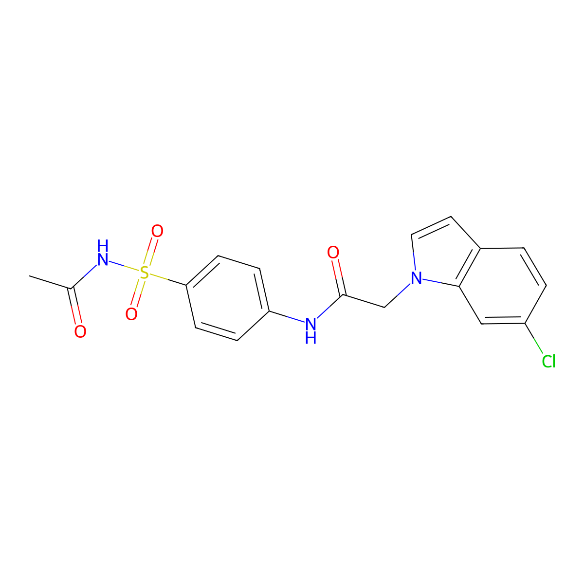 N-[4-(acetylsulfamoyl)phenyl]-2-(6-chloro-1H-indol-1-yl)acetamide molecular structure, CAS 1144454-30-7