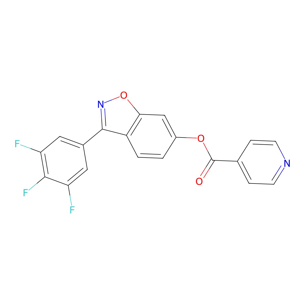 3-(3,4,5-Trifluorophenyl)-1,2-benzisoxazol-6-yl isonicotinate molecular structure, CAS 1144454-41-0