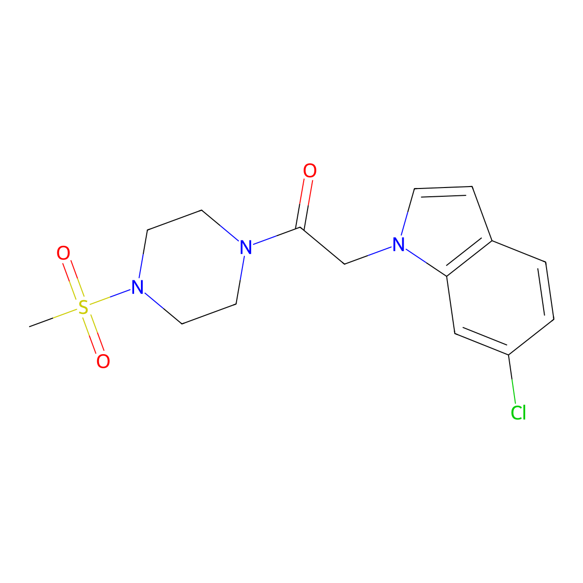 6-chloro-1-{2-[4-(methylsulfonyl)-1-piperazinyl]-2-oxoethyl}-1H-indole molecular structure, CAS 1144454-53-4