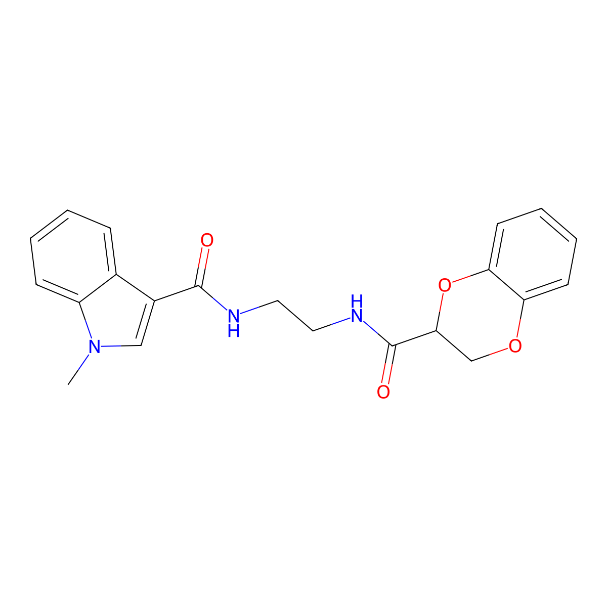 N-{2-[(2,3-dihydro-1,4-benzodioxin-2-ylcarbonyl)amino]ethyl}-1-methyl-1H-indole-3-carboxamide molecular structure, CAS 1144454-66-9