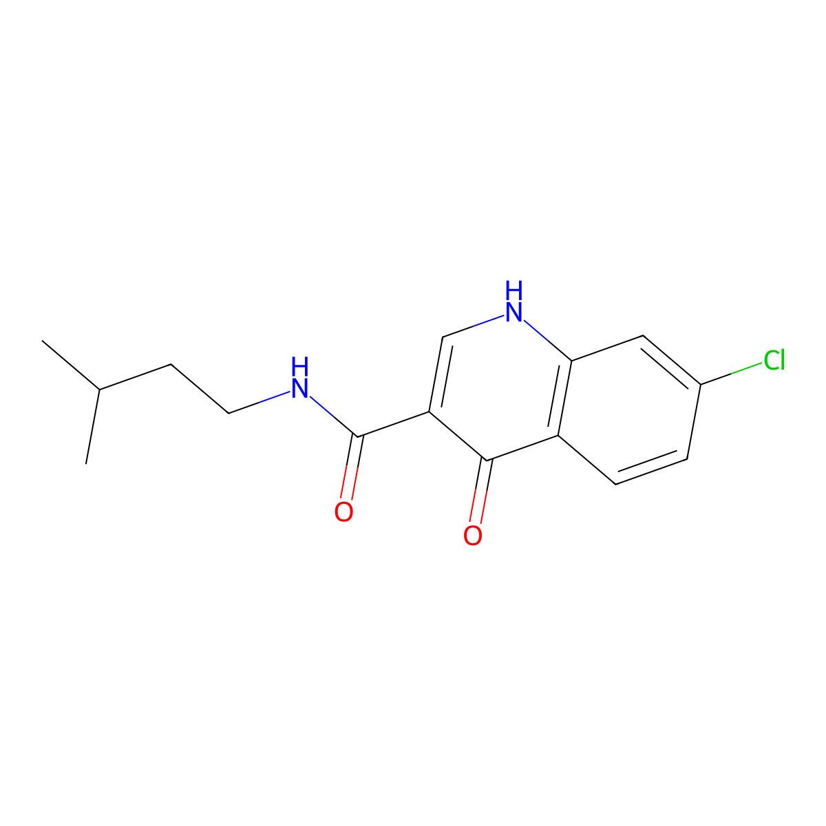 7-chloro-N-(3-methylbutyl)-4-oxo-1,4-dihydroquinoline-3-carboxamide molecular structure, CAS 1144454-84-1