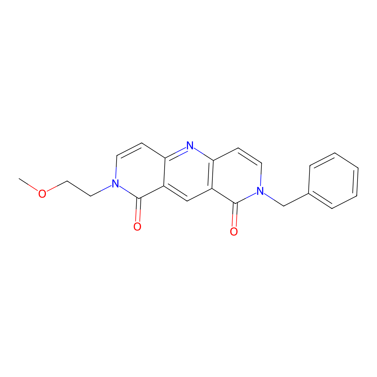 2-benzyl-8-(2-methoxyethyl)pyrido[4,3-b][1,6]naphthyridine-1,9(2H,8H)-dione molecular structure, CAS 1144454-97-6