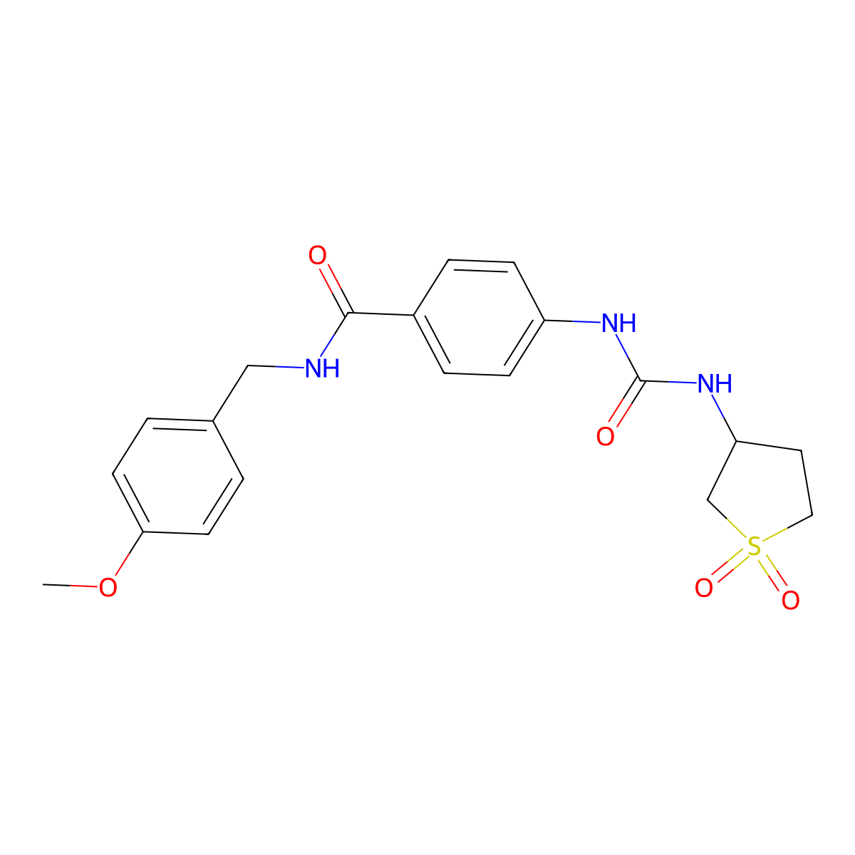 4-{[(1,1-dioxidotetrahydrothiophen-3-yl)carbamoyl]amino}-N-(4-methoxybenzyl)benzamide molecular structure, CAS 1144455-28-6