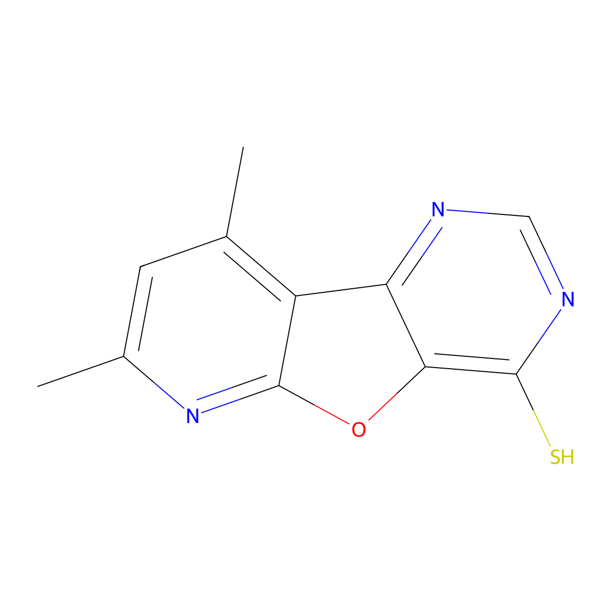 7,9-Dimethylpyrido[3',2':4,5]furo[3,2-d]pyrimidine-4-thiol molecular structure, CAS 1144455-32-2