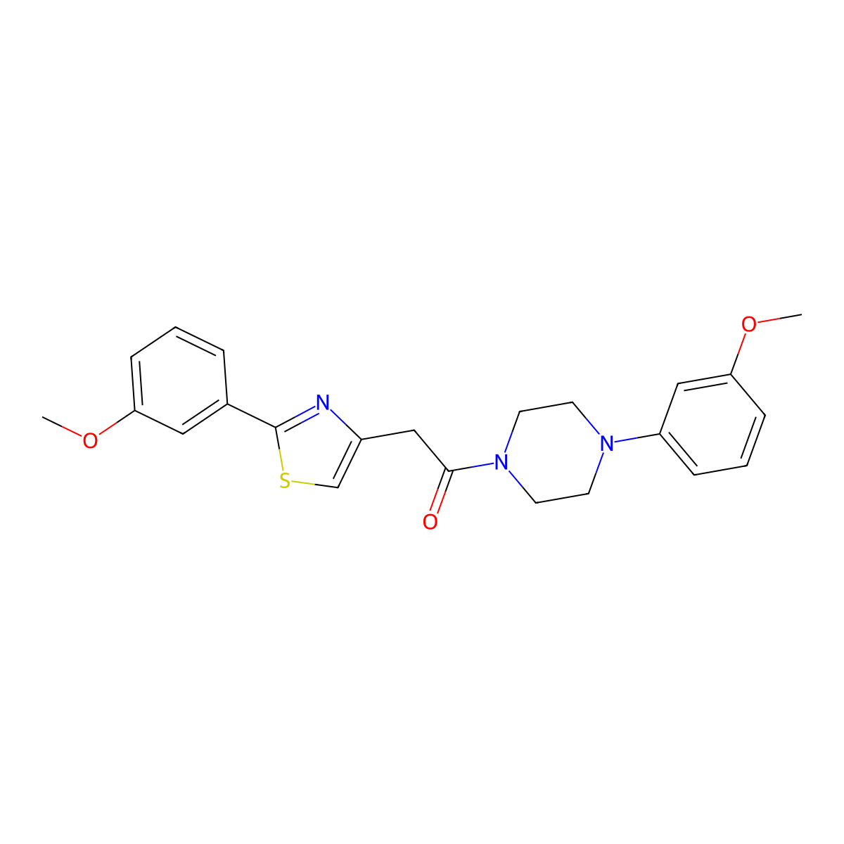 1-[4-(3-Methoxyphenyl)piperazin-1-yl]-2-[2-(3-methoxyphenyl)-1,3-thiazol-4-yl]ethanone molecular structure, CAS 1144455-47-9