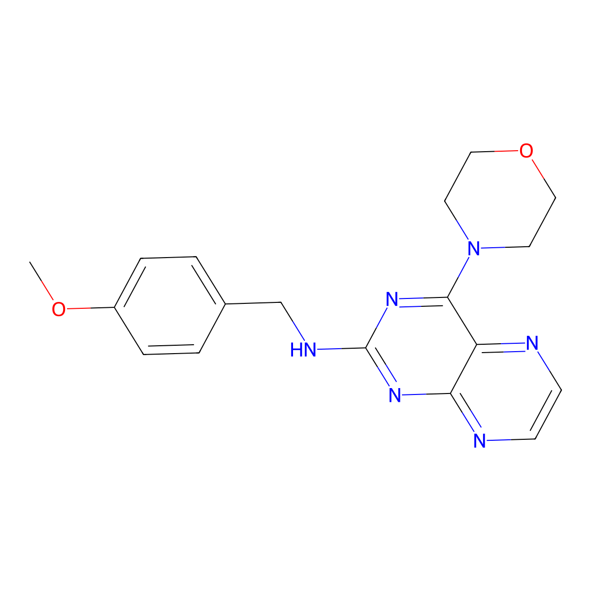 N-(4-methoxybenzyl)-4-(morpholin-4-yl)pteridin-2-amine molecular structure, CAS 1144455-49-1