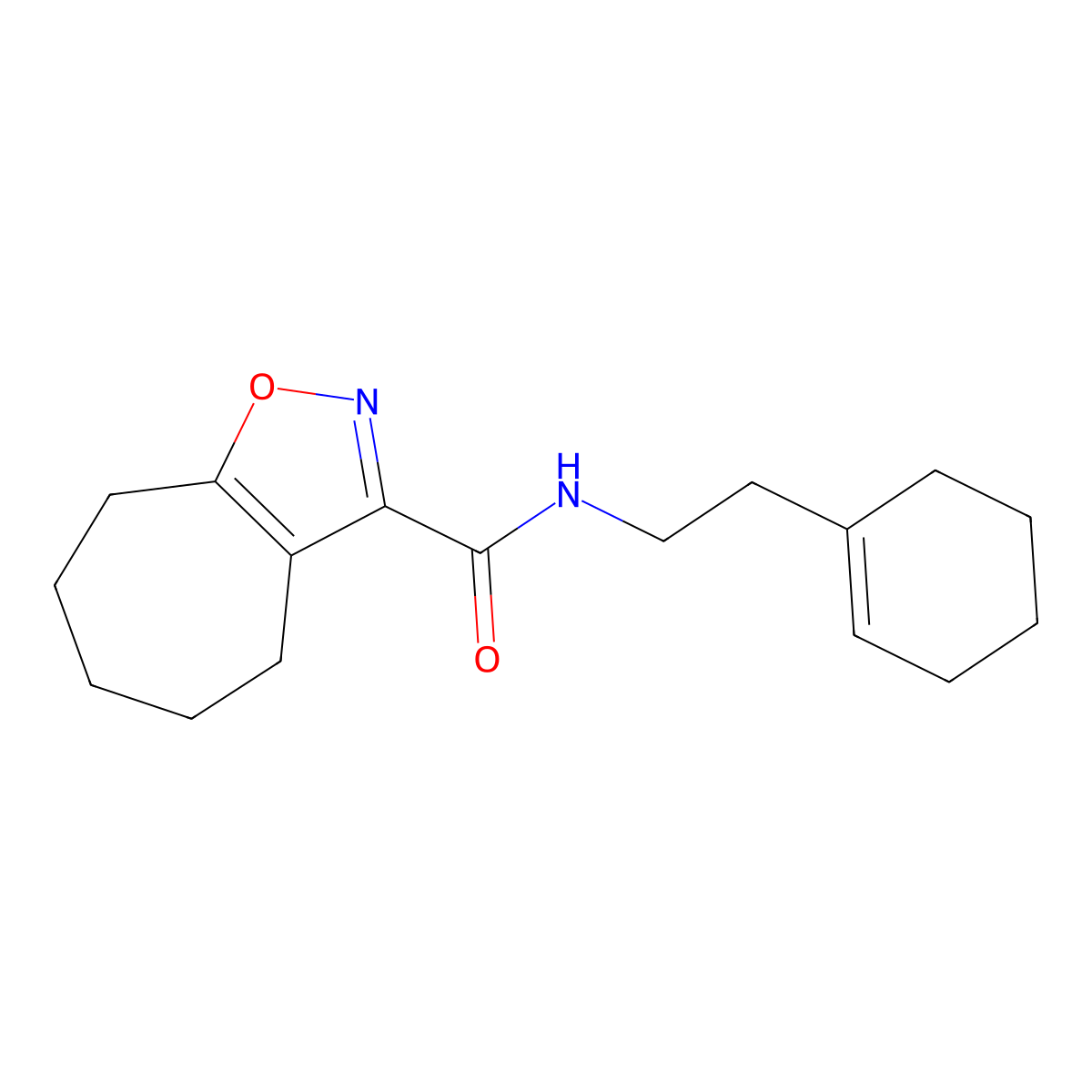N-[2-(cyclohex-1-en-1-yl)ethyl]-4H,5H,6H,7H,8H-cyclohepta[d][1,2]oxazole-3-carboxamide molecular structure, CAS 1144455-62-8