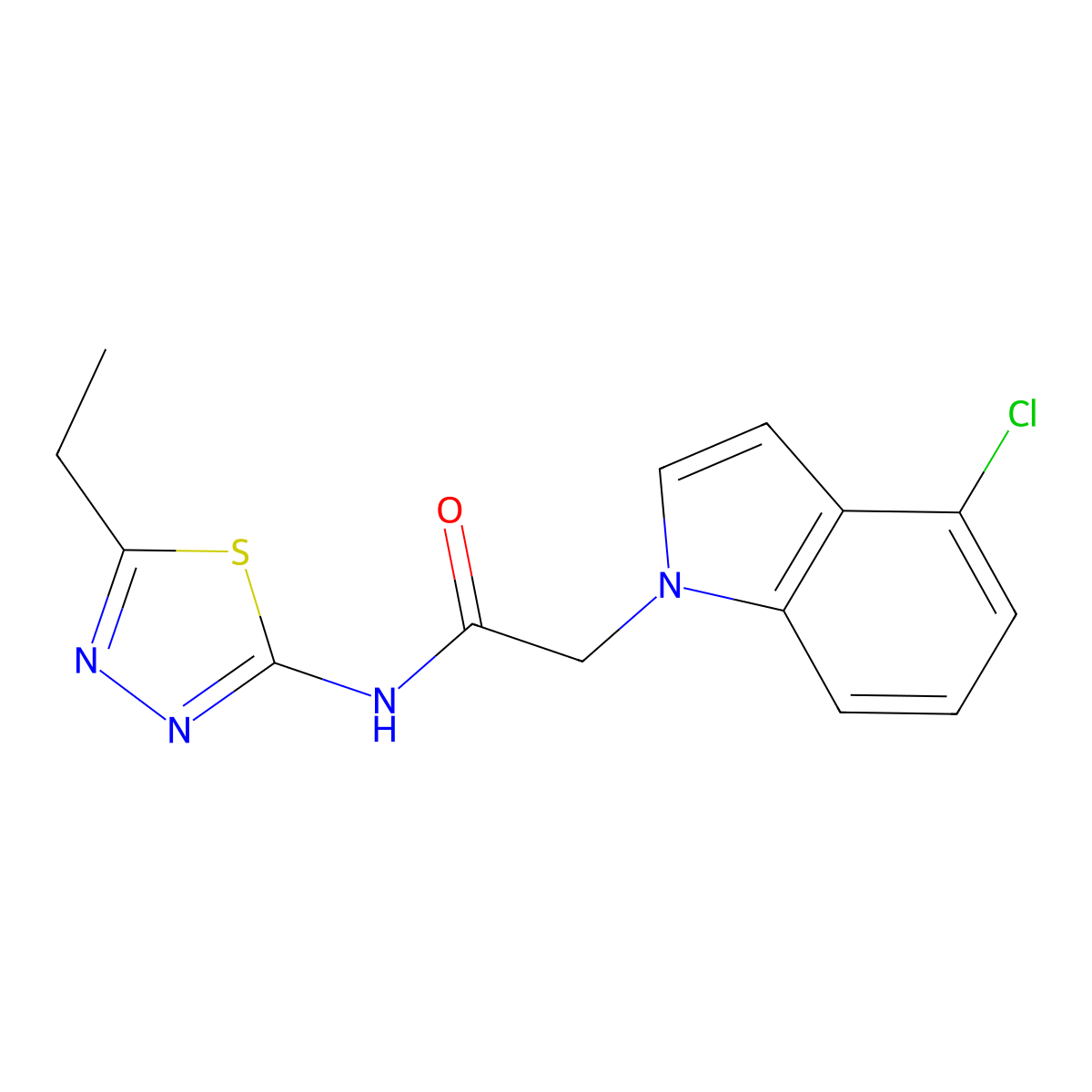 2-(4-chloro-1H-indol-1-yl)-N-[(2E)-5-ethyl-1,3,4-thiadiazol-2(3H)-ylidene]acetamide molecular structure, CAS 1144455-72-0