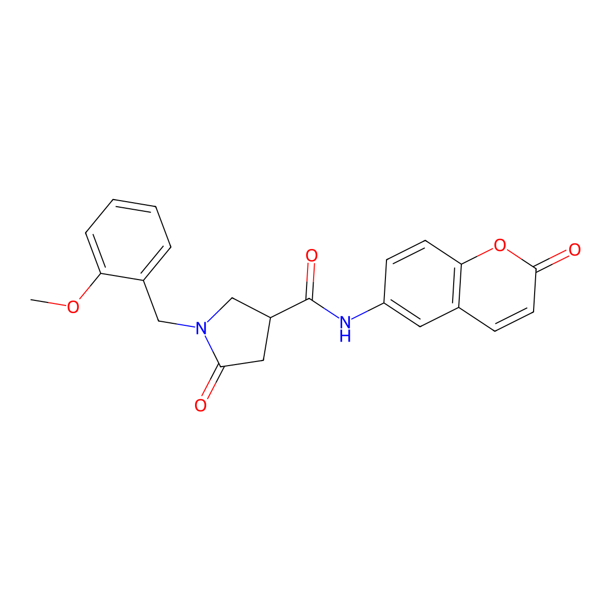 1-(2-methoxybenzyl)-5-oxo-N-(2-oxo-2H-chromen-6-yl)pyrrolidine-3-carboxamide molecular structure, CAS 1144455-90-2