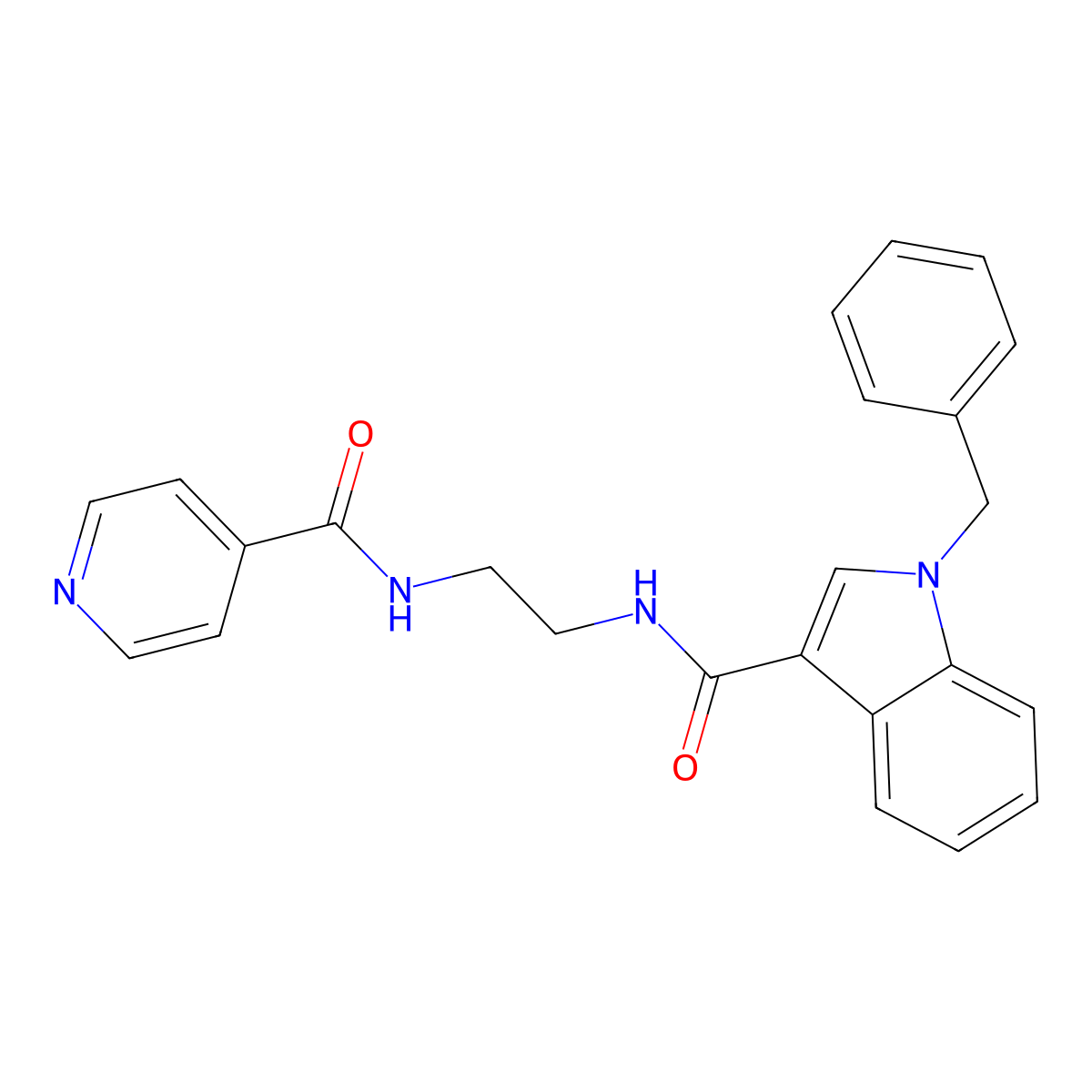 1-benzyl-N-{2-[(pyridin-4-ylcarbonyl)amino]ethyl}-1H-indole-3-carboxamide molecular structure, CAS 1144455-92-4