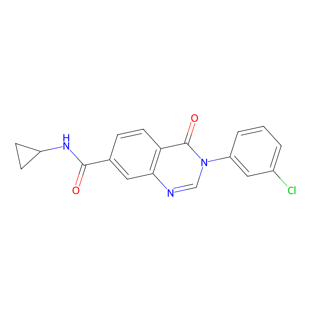3-(3-chlorophenyl)-N-cyclopropyl-4-oxo-3,4-dihydroquinazoline-7-carboxamide molecular structure, CAS 1144456-01-8