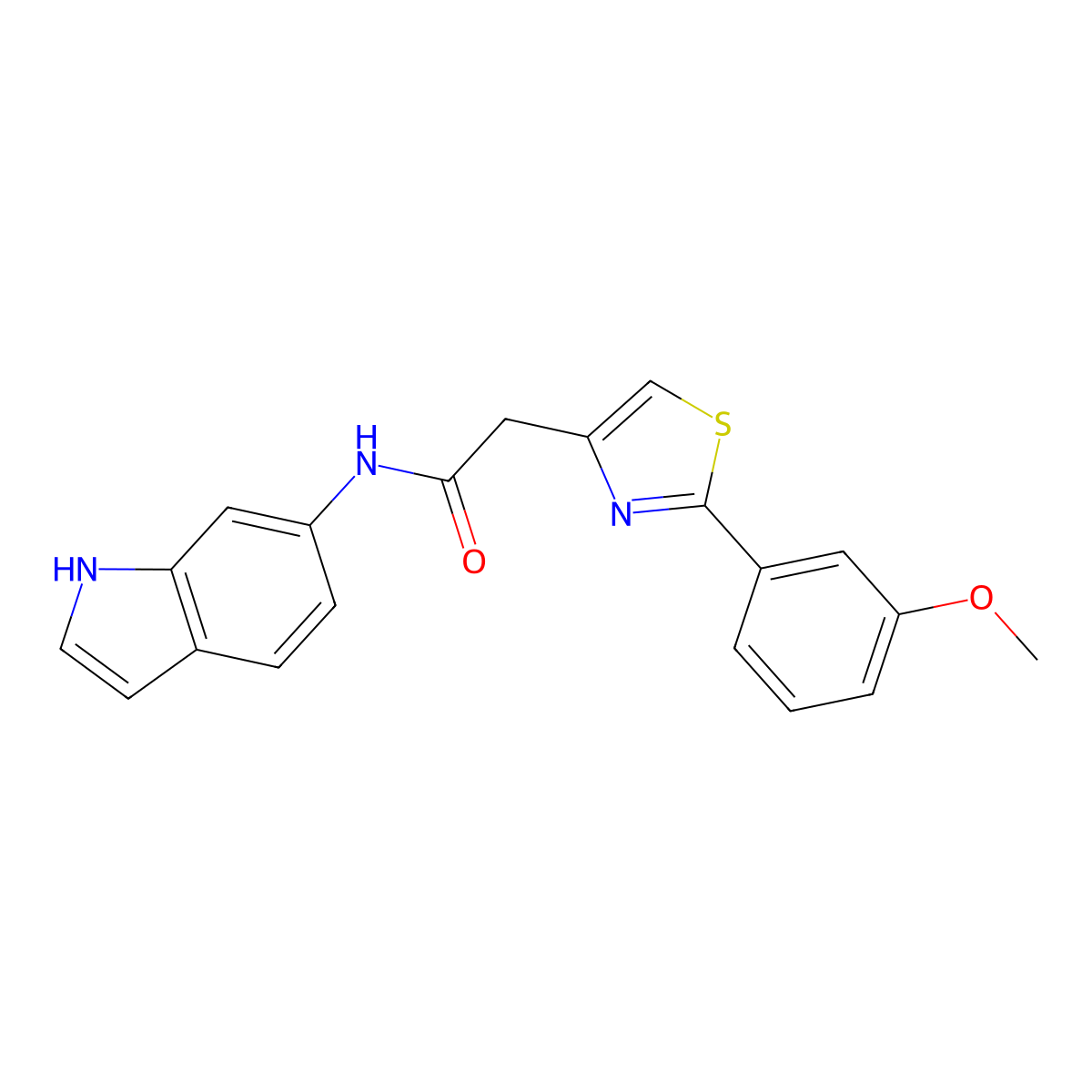 N-(1H-indol-6-yl)-2-[2-(3-methoxyphenyl)-1,3-thiazol-4-yl]acetamide molecular structure, CAS 1144456-08-5