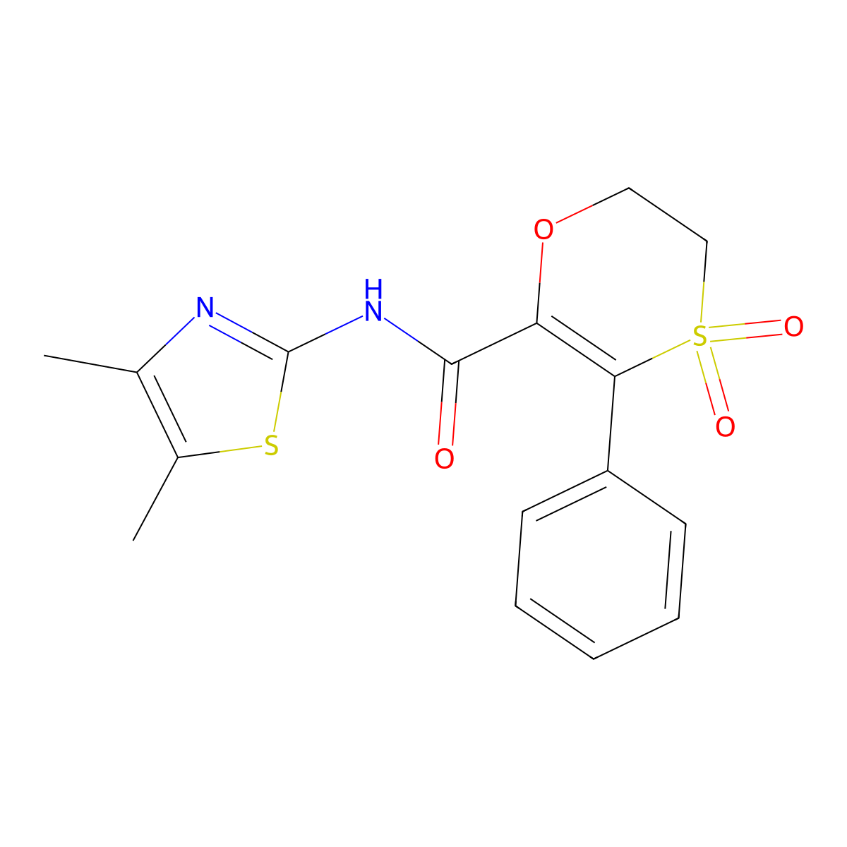N-[(2Z)-4,5-dimethyl-1,3-thiazol-2(3H)-ylidene]-3-phenyl-5,6-dihydro-1,4-oxathiine-2-carboxamide 4,4-dioxide molecular structure, CAS 1144456-09-6