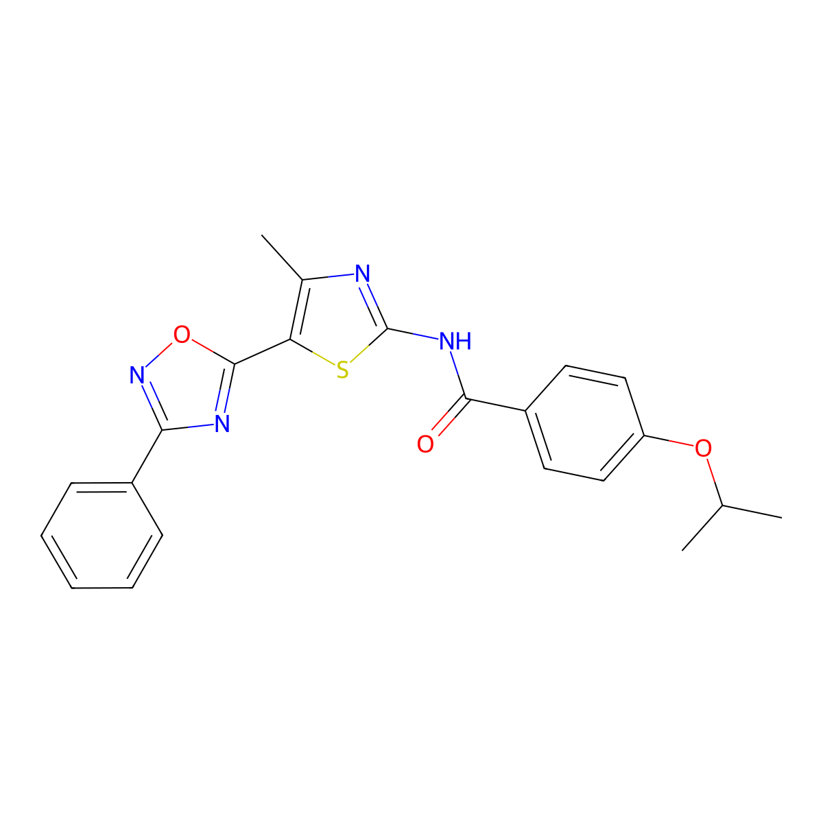 N-[(2Z)-4-methyl-5-(3-phenyl-1,2,4-oxadiazol-5-yl)-1,3-thiazol-2(3H)-ylidene]-4-(propan-2-yloxy)benzamide molecular structure, CAS 1144456-17-6