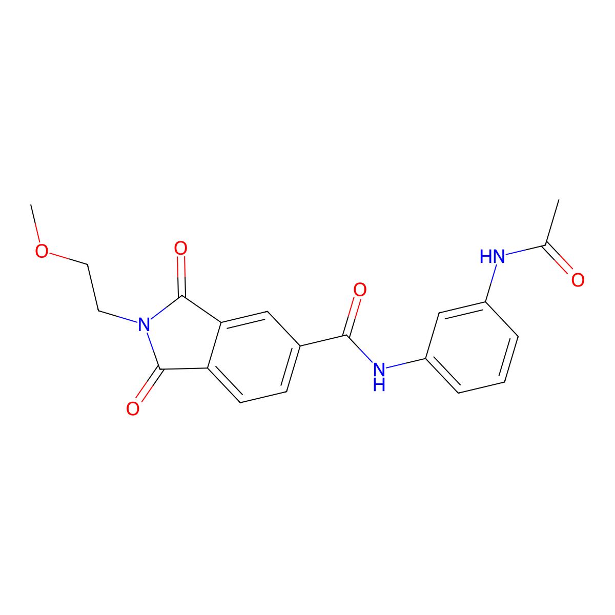 N-[3-(acetylamino)phenyl]-2-(2-methoxyethyl)-1,3-dioxo-2,3-dihydro-1H-isoindole-5-carboxamide molecular structure, CAS 1144456-39-2