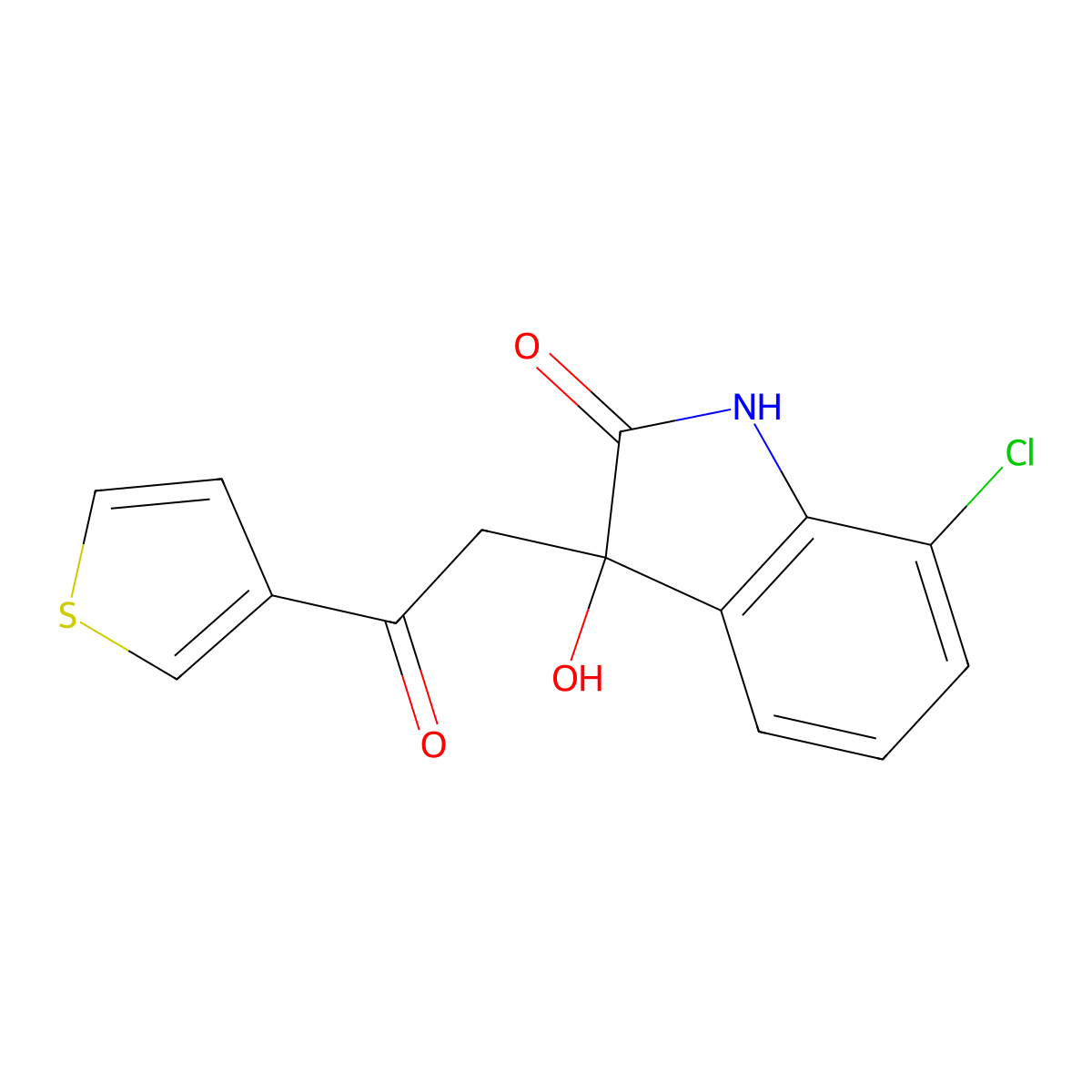 7-chloro-3-hydroxy-3-[2-oxo-2-(3-thienyl)ethyl]-1,3-dihydro-2H-indol-2-one molecular structure, CAS 1144456-46-1
