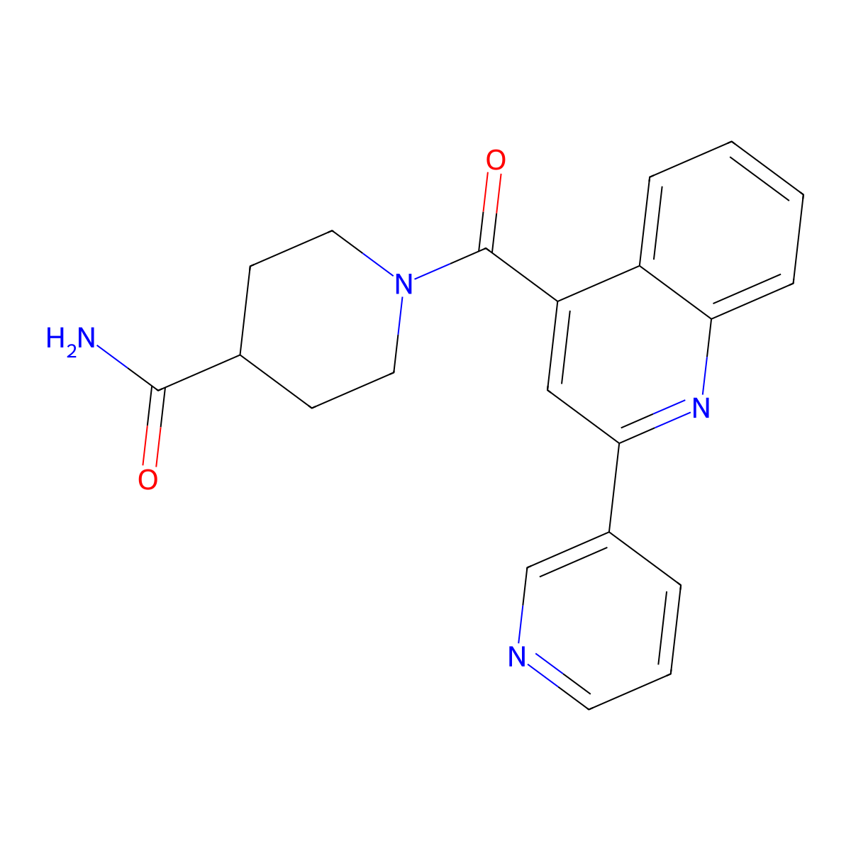 1-{[2-(Pyridin-3-yl)quinolin-4-yl]carbonyl}piperidine-4-carboxamide molecular structure, CAS 1144456-79-0