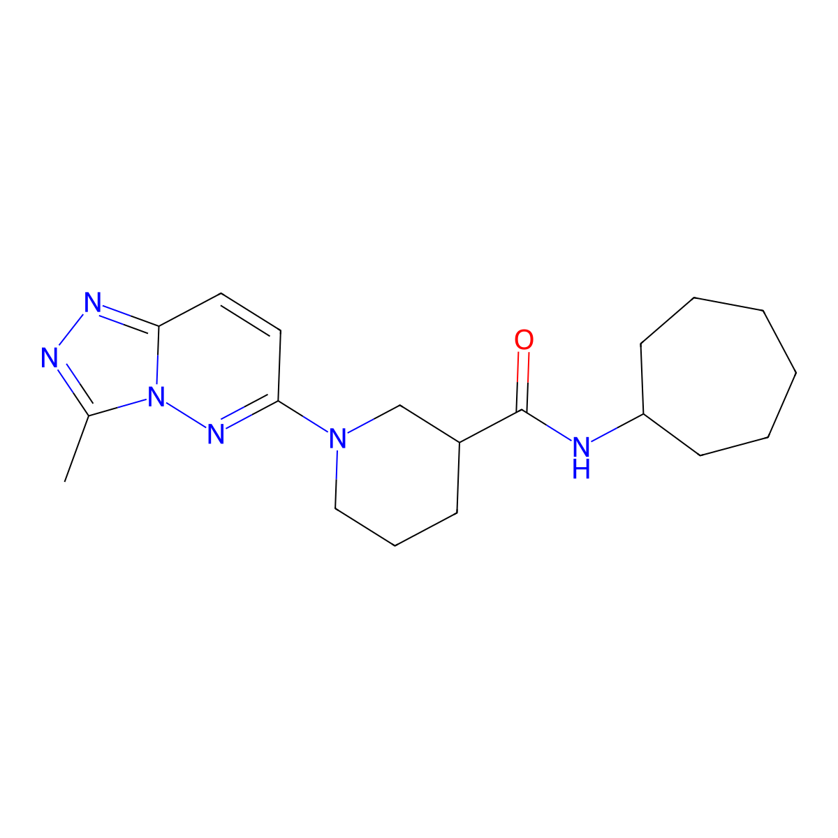 N-cycloheptyl-1-(3-methyl[1,2,4]triazolo[4,3-b]pyridazin-6-yl)piperidine-3-carboxamide molecular structure, CAS 1144456-92-7