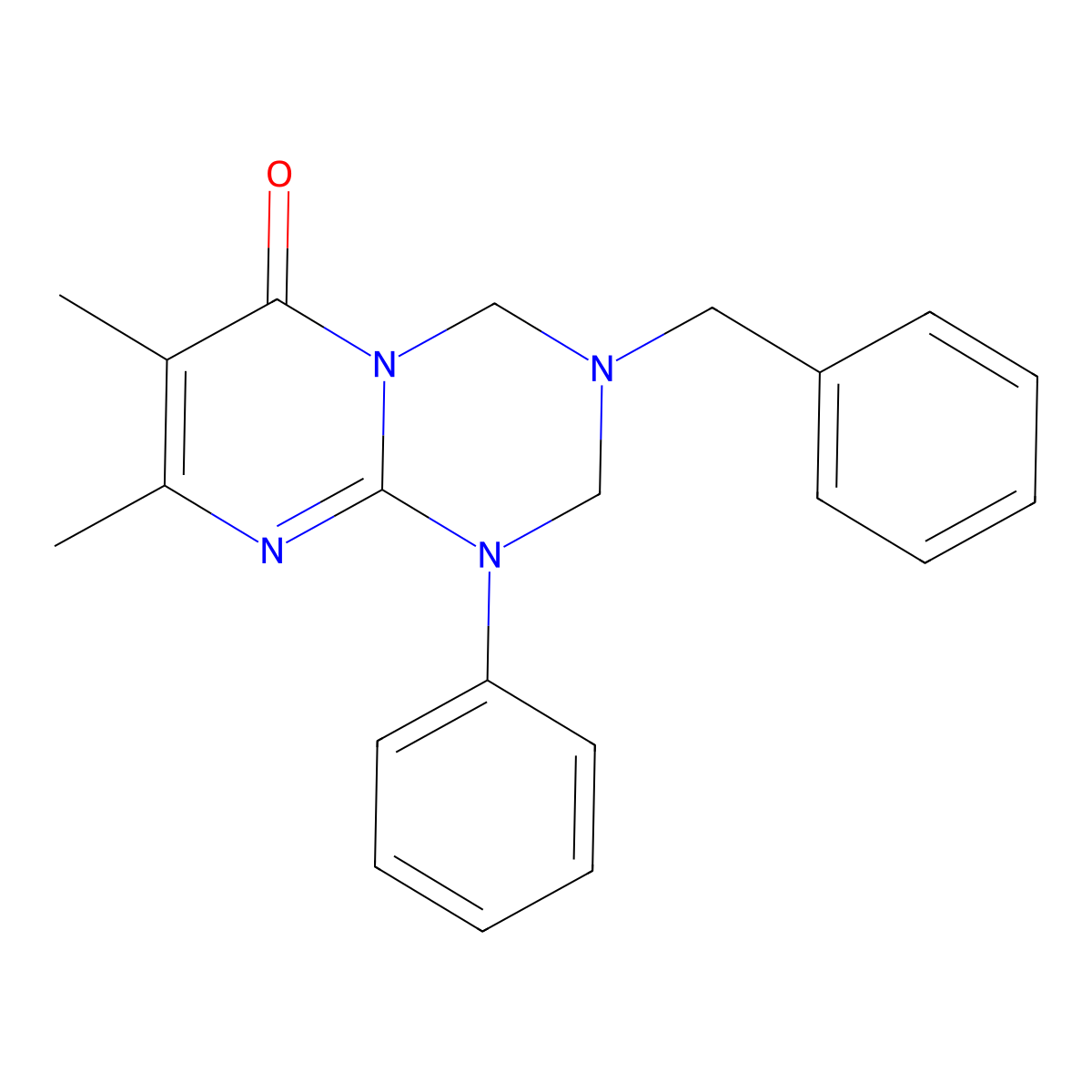 3-Benzyl-7,8-dimethyl-1-phenyl-2,4-dihydropyrimido[1,2-a][1,3,5]triazin-6-one molecular structure, CAS 1144456-94-9
