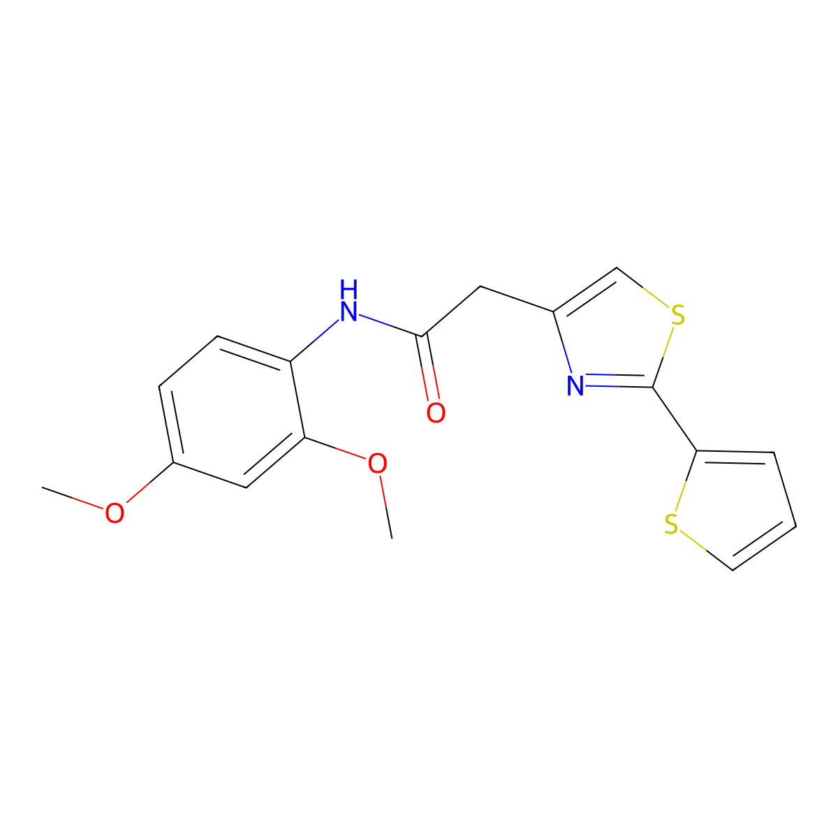 N-(2,4-dimethoxyphenyl)-2-[2-(thiophen-2-yl)-1,3-thiazol-4-yl]acetamide molecular structure, CAS 1144457-16-8
