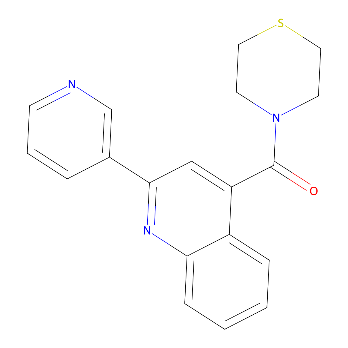 [2-(Pyridin-3-yl)quinolin-4-yl](thiomorpholin-4-yl)methanone molecular structure, CAS 1144457-39-5