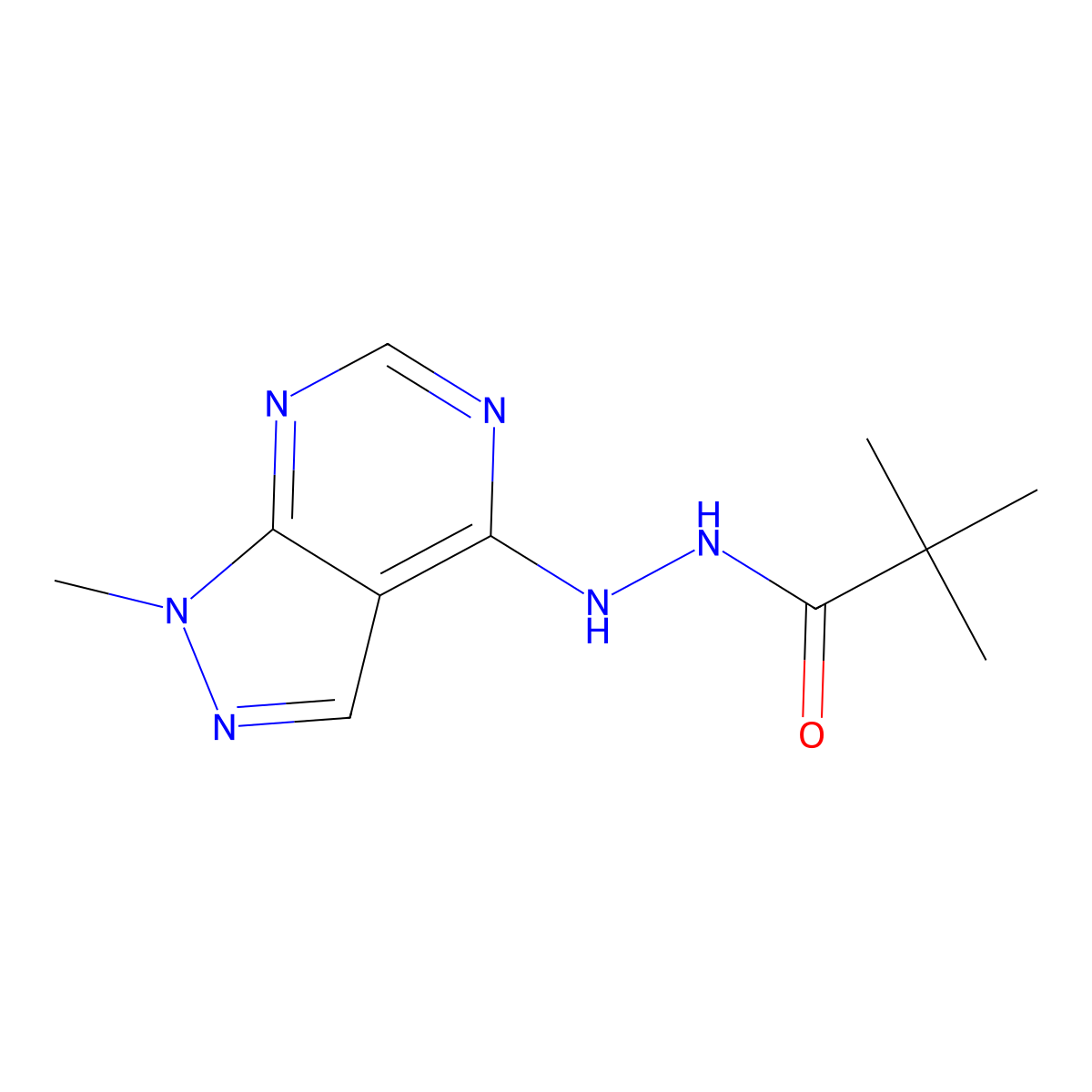 2,2-dimethyl-N'-(1-methyl-1H-pyrazolo[3,4-d]pyrimidin-4-yl)propanehydrazide molecular structure, CAS 1144457-52-2