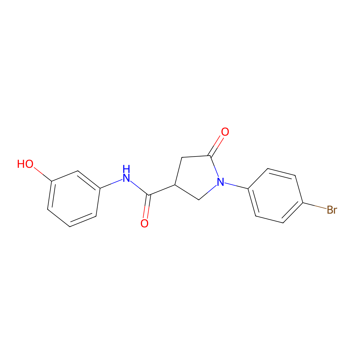 1-(4-bromophenyl)-N-(3-hydroxyphenyl)-5-oxopyrrolidine-3-carboxamide molecular structure, CAS 1144457-57-7