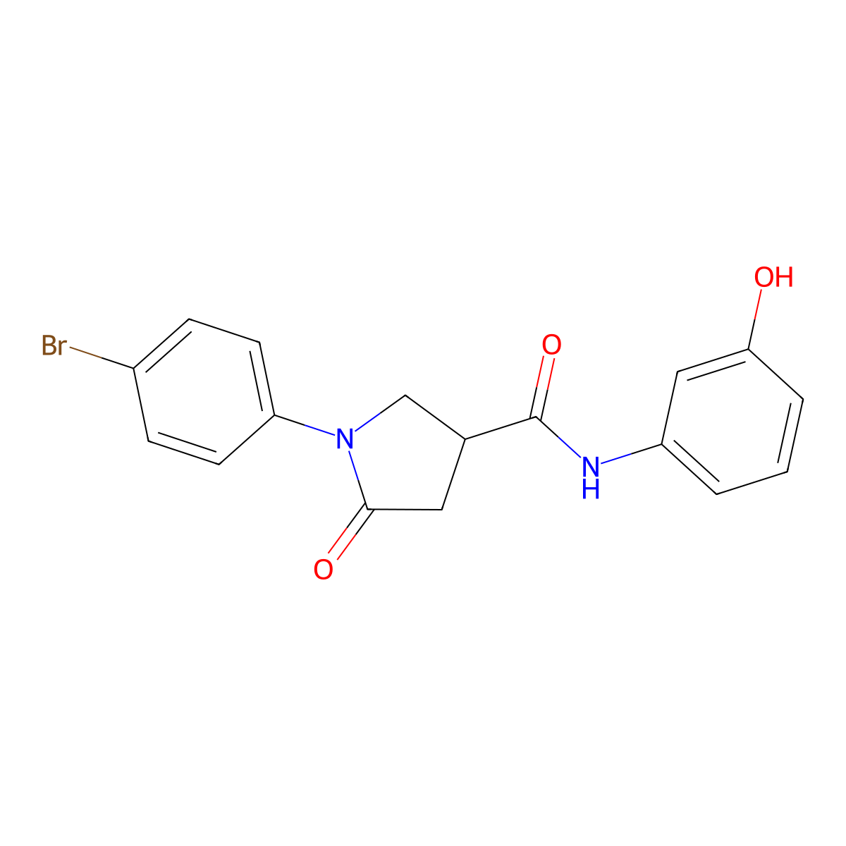 1-(4-bromophenyl)-N-(3-hydroxyphenyl)-5-oxopyrrolidine-3-carboxamide molecular structure, CAS 1144457-57-7