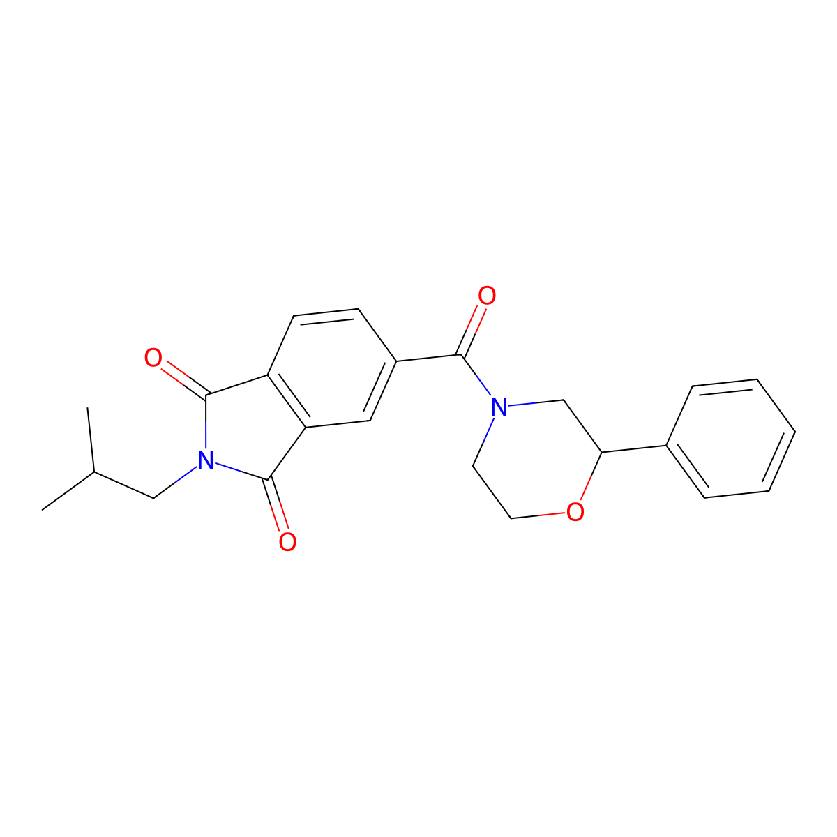 2-(2-methylpropyl)-5-[(2-phenylmorpholin-4-yl)carbonyl]-1H-isoindole-1,3(2H)-dione molecular structure, CAS 1144457-62-4