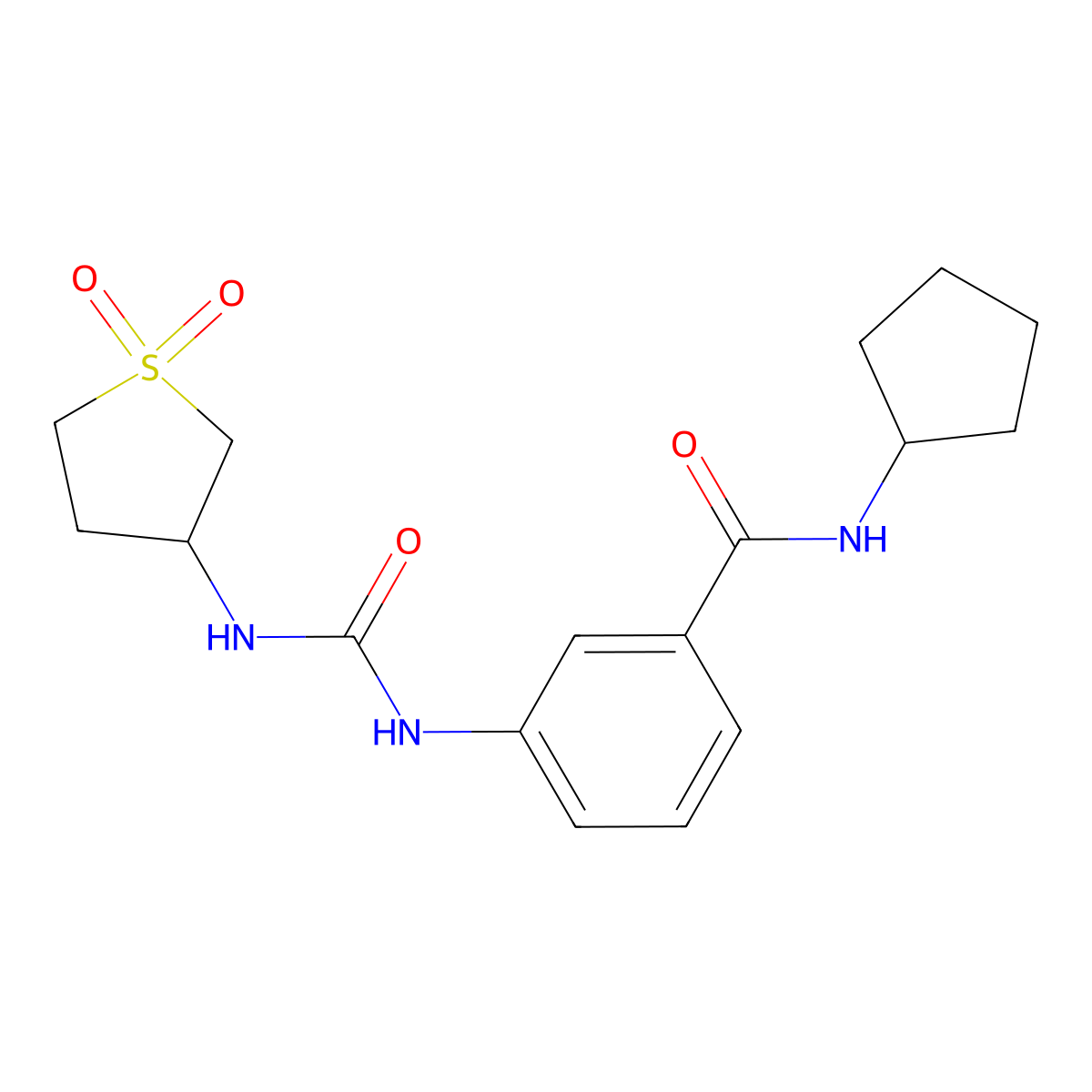 N-cyclopentyl-3-{[(1,1-dioxidotetrahydrothiophen-3-yl)carbamoyl]amino}benzamide molecular structure, CAS 1144457-73-7