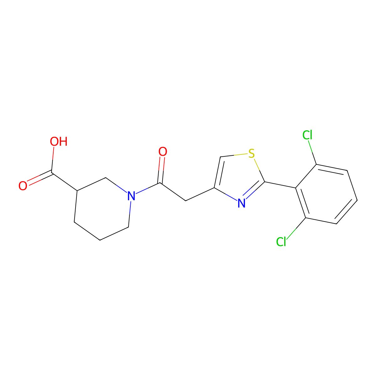 1-{[2-(2,6-Dichlorophenyl)-1,3-thiazol-4-yl]acetyl}piperidine-3-carboxylic acid molecular structure, CAS 1144457-78-2