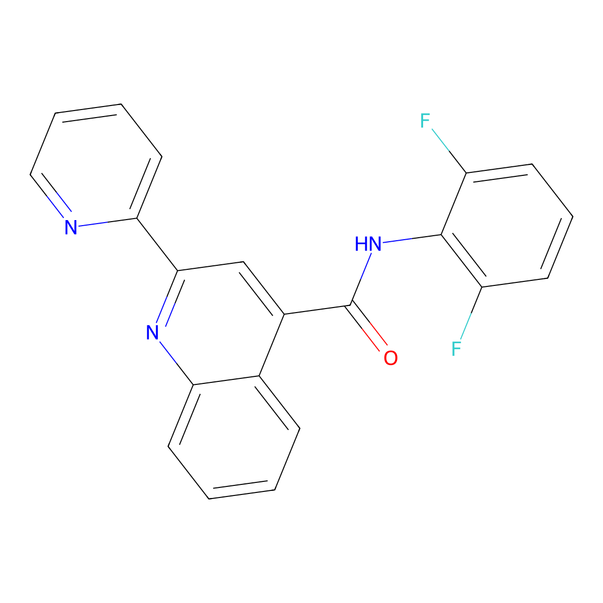 N-(2,6-difluorophenyl)-2-(pyridin-2-yl)quinoline-4-carboxamide molecular structure, CAS 1144457-98-6