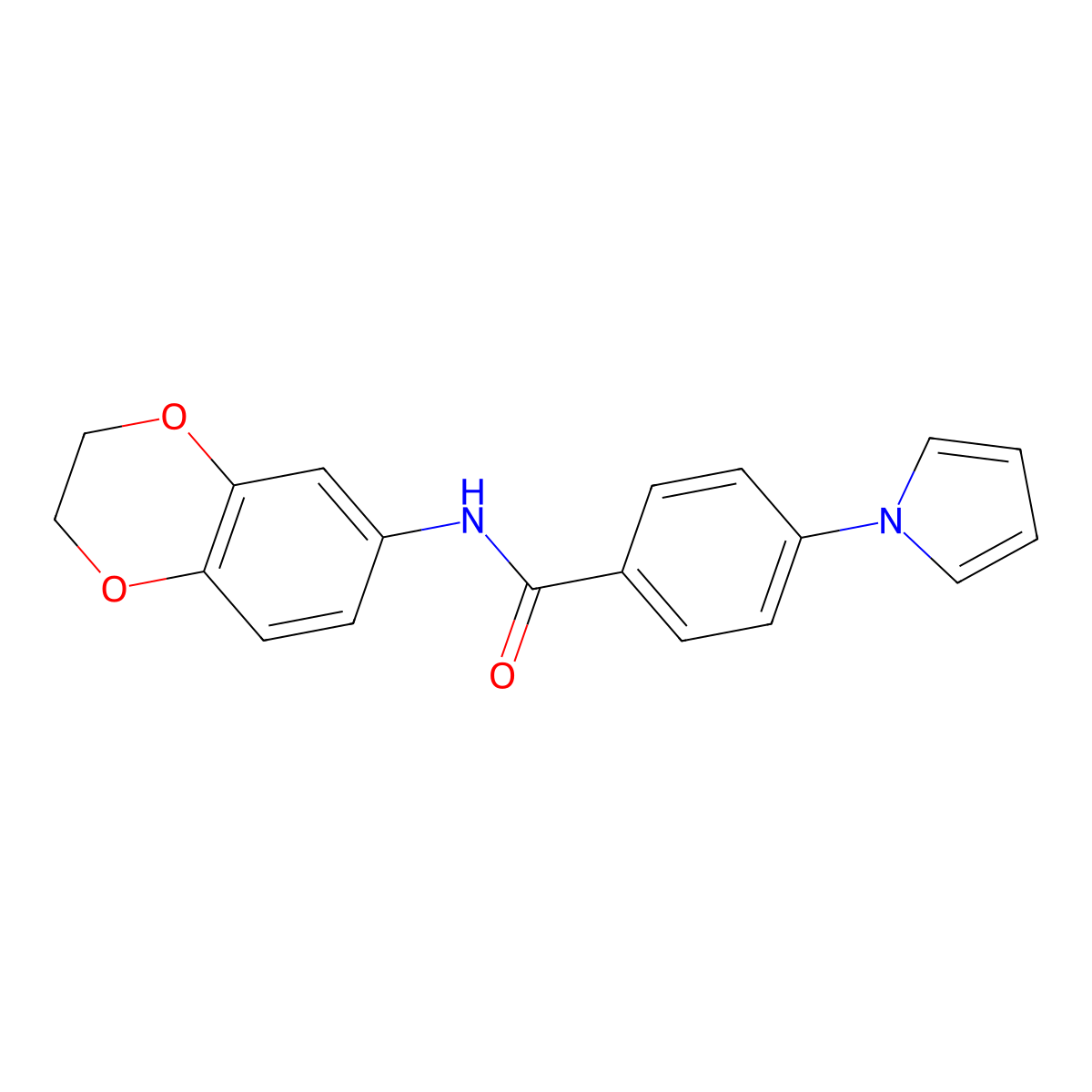 N-(2,3-dihydro-1,4-benzodioxin-6-yl)-4-(1H-pyrrol-1-yl)benzamide molecular structure, CAS 1144458-43-4