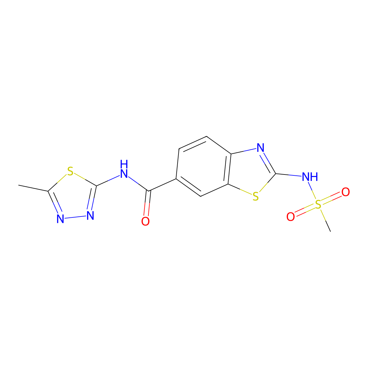(2E)-2-[(methylsulfonyl)imino]-N-[(2E)-5-methyl-1,3,4-thiadiazol-2(3H)-ylidene]-2,3-dihydro-1,3-benzothiazole-6-carboxamide molecular structure, CAS 1144458-47-8