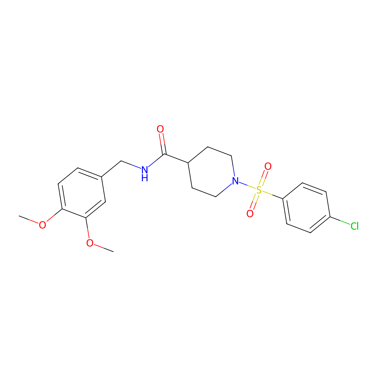 1-[(4-chlorophenyl)sulfonyl]-N-(3,4-dimethoxybenzyl)-4-piperidinecarboxamide molecular structure, CAS 1144458-52-5