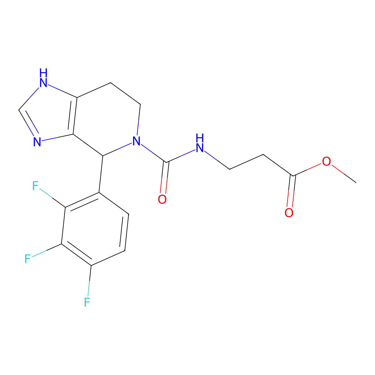 methyl 3-(4-(2,3,4-trifluorophenyl)-4,5,6,7-tetrahydro-3H-imidazo[4,5-c]pyridine-5-carboxamido)propanoate molecular structure, CAS 1144458-56-9