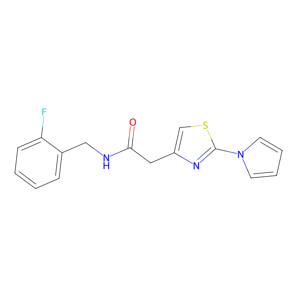 N-(2-fluorobenzyl)-2-[2-(1H-pyrrol-1-yl)-1,3-thiazol-4-yl]acetamide molecular structure, CAS 1144458-75-2