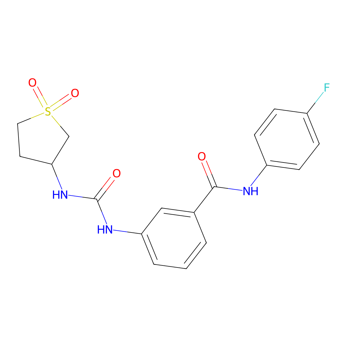 3-{[(1,1-dioxidotetrahydrothiophen-3-yl)carbamoyl]amino}-N-(4-fluorophenyl)benzamide molecular structure, CAS 1144458-97-8