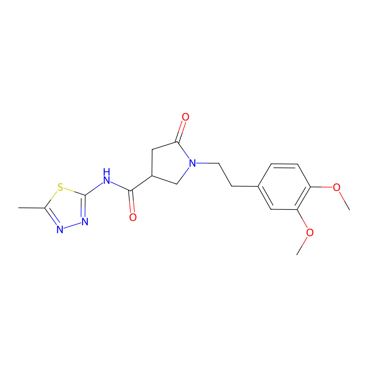 1-[2-(3,4-dimethoxyphenyl)ethyl]-N-[(2E)-5-methyl-1,3,4-thiadiazol-2(3H)-ylidene]-5-oxopyrrolidine-3-carboxamide molecular structure, CAS 1144459-13-1