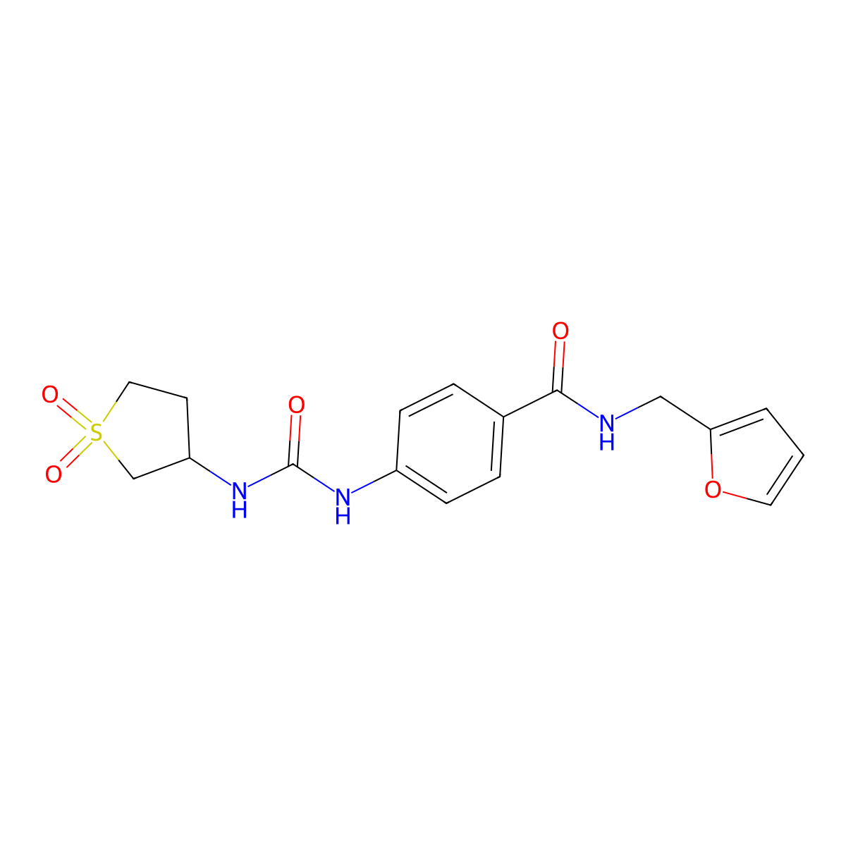 4-{[(1,1-dioxidotetrahydrothiophen-3-yl)carbamoyl]amino}-N-(furan-2-ylmethyl)benzamide molecular structure, CAS 1144459-18-6