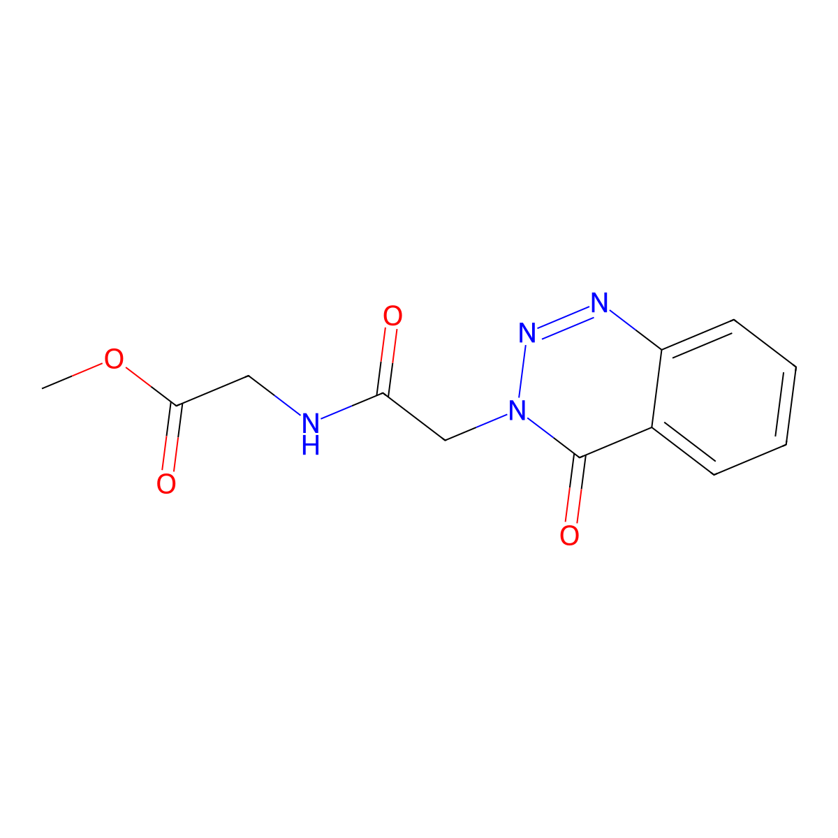 methyl 2-({2-[4-oxo-1,2,3-benzotriazin-3(4H)-yl]acetyl}amino)acetate molecular structure, CAS 1144459-29-9
