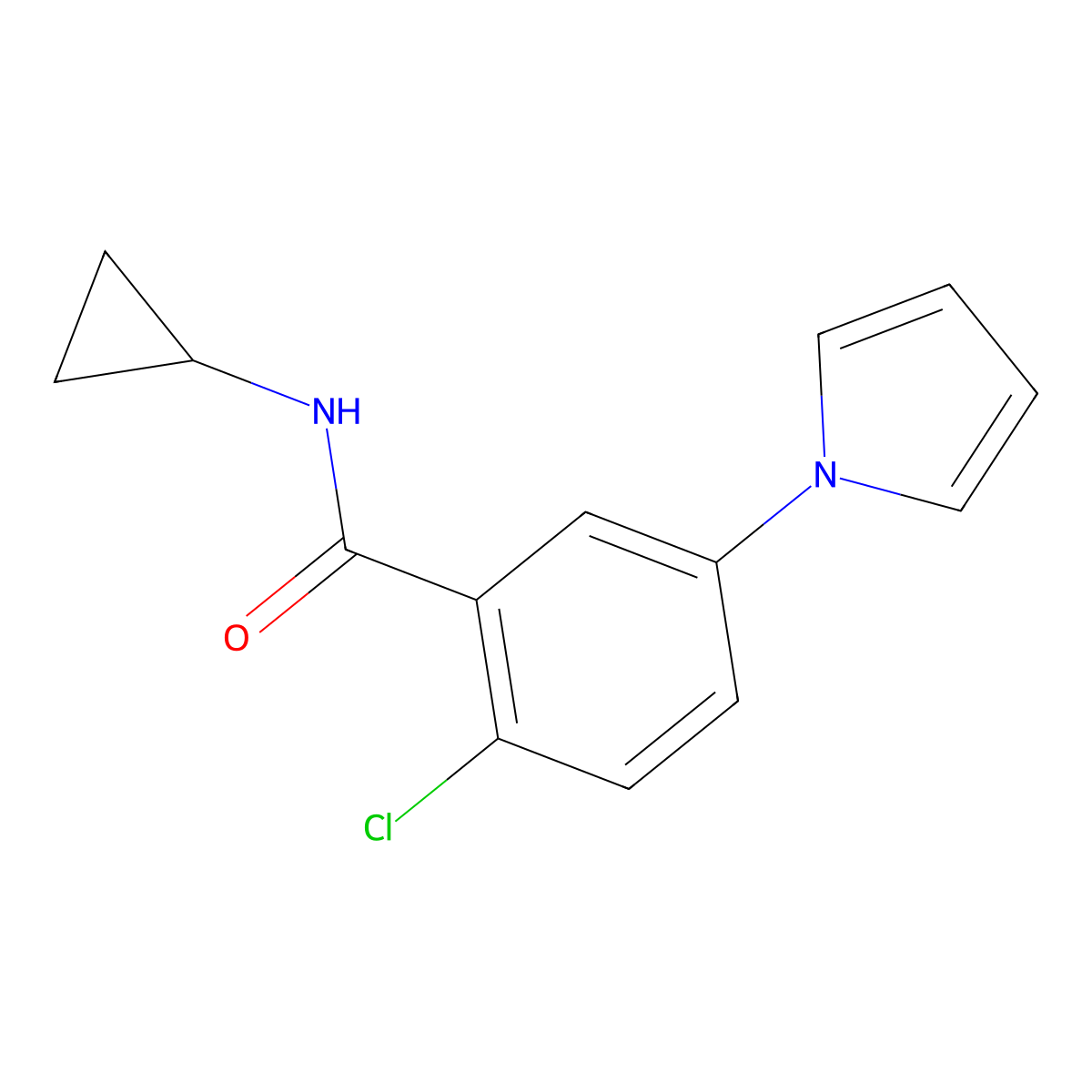 2-chloro-N-cyclopropyl-5-(1H-pyrrol-1-yl)benzamide molecular structure, CAS 1144459-30-2