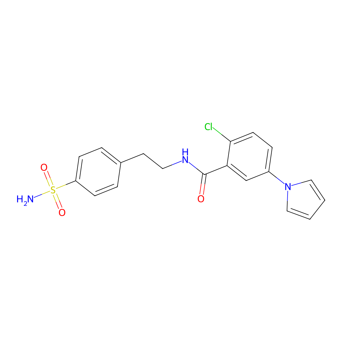 2-chloro-5-(1H-pyrrol-1-yl)-N-[2-(4-sulfamoylphenyl)ethyl]benzamide molecular structure, CAS 1144459-40-4